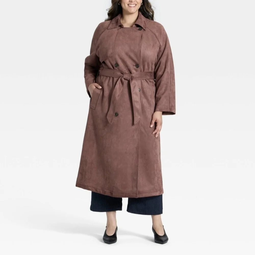 Faux-suede Trench Coat - Picture 3 of 6